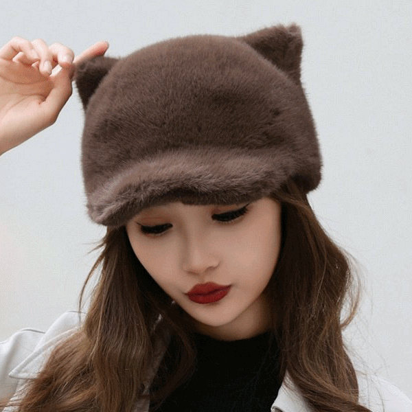 캣츠 에코밍크 퀼팅 겨울 볼캡 모자